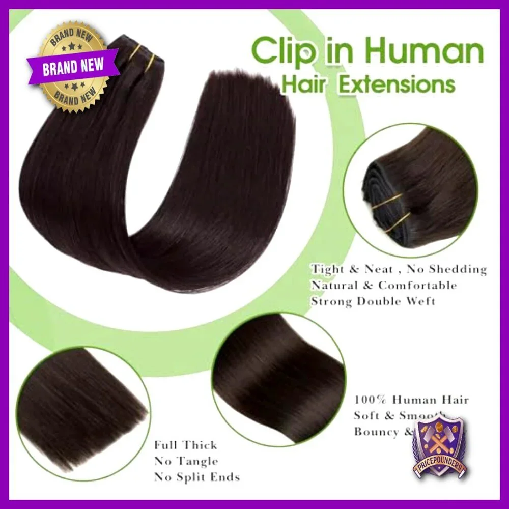 18 Inch Clip In Human Hair Extensions 8 Pieces 70g Brazilian Virgin Remy